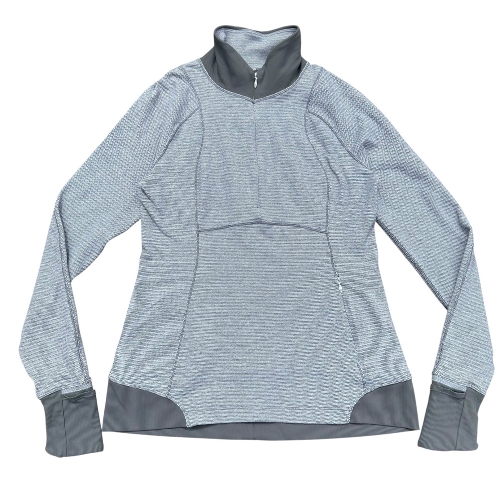 Lululemon Athletica Quarter Zip Gray Pullover Thumbhole Athletic Top Size 10